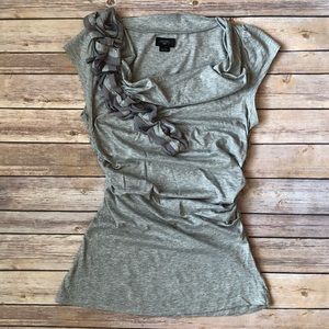 Anthropologie Gray Deletta Ruched Top